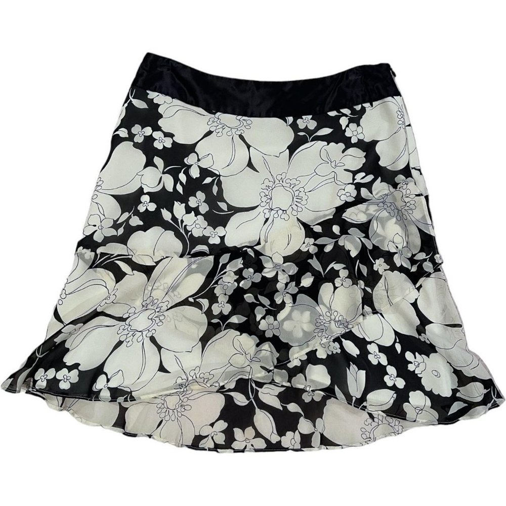 Banana Republic Floral Black and White Mini Skirt